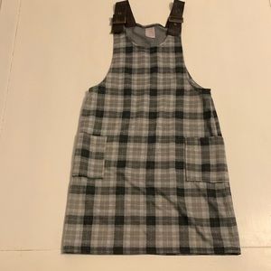 No Boundaries Grey Plaid Pinafore NWT